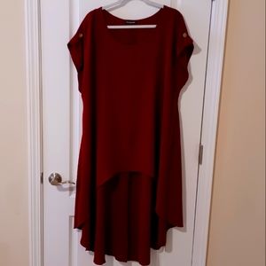 CHA CHA VENTE High Low Plus Size Blouse Burgundy Size 2X